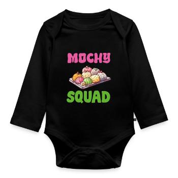 Mochi Japanischer Reiskuchen Süßigkeiten Snack Süßes Mochi - Baby Bio-Langarm-Body - Schwarz - Vorne