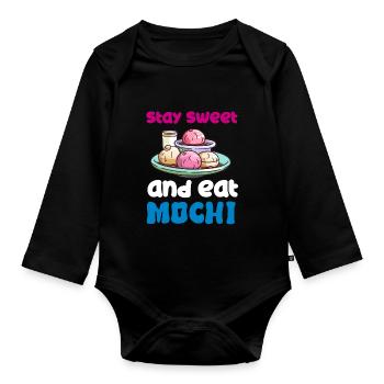 Mochi Japanischer Reiskuchen Süßigkeiten Snack Süßes Mochi - Baby Bio-Langarm-Body - Schwarz - Vorne