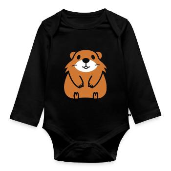 Einfaches Murmeltier - Baby Bio-Langarm-Body - Schwarz - Vorne