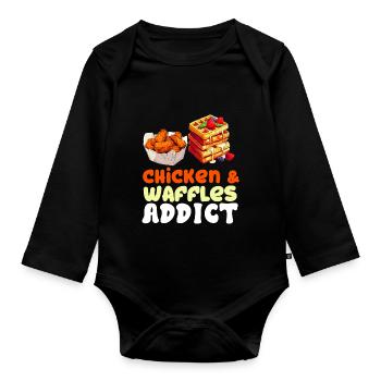 Hühnchen und Waffeln Gebratene Hähnchenflügel Liebhaber - Baby Bio-Langarm-Body - Schwarz - Vorne