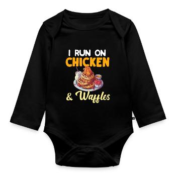 Hühnchen und Waffeln Gebratene Hähnchenflügel Liebhaber - Baby Bio-Langarm-Body - Schwarz - Vorne