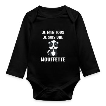 Humour Mouffette - Body Bébé bio manches longues - noir - Devant