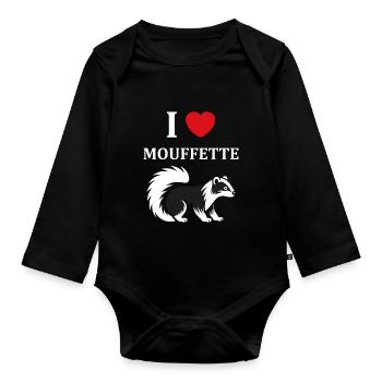 Humour Mouffette - Body Bébé bio manches longues - noir - Devant