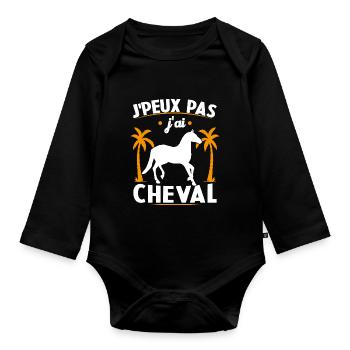 I can't I have a horse - Organic Longsleeve Baby Bodysuit - black - Front