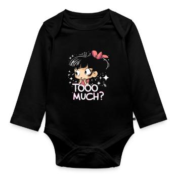 Trop, fille d’anime mignonne - Body Bébé bio manches longues - noir - Devant