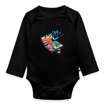 Puzzle Lover Jigzaw Puzzle Jeu de société Puzzler - Body Bébé bio manches longues - noir - Devant