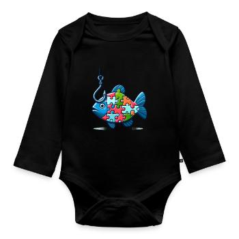 Puzzle Lover Jigzaw Puzzle Board Game Puzzler - Organic Longsleeve Baby Bodysuit - black - Front