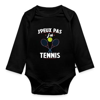 I can't I have tennis - Organic Longsleeve Baby Bodysuit - black - Front