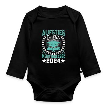 Aufstieg in die Meisterklasse 2024 - Baby Bio-Langarm-Body - Schwarz - Vorne