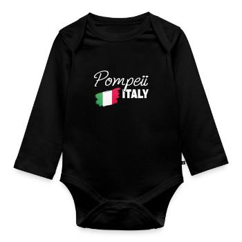 Pompéi Italie Drapeau italien - Body Bébé bio manches longues - noir - Devant