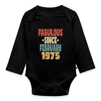 Fabulous February 1975 - Organic Longsleeve Baby Bodysuit - black - Front