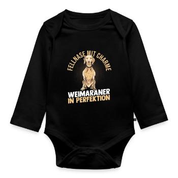 Hund Weimaraner - Baby Bio-Langarm-Body - Schwarz - Vorne