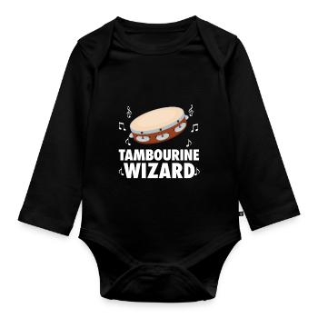 Tambourin Pour Hommes Femmes Drôle Joueur De Tambourin - Body Bébé bio manches longues - noir - Devant