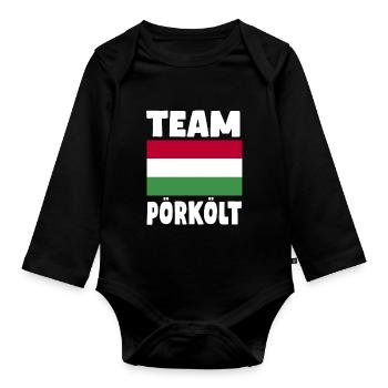 ungarischeTeam Pörkölt - Baby Bio-Langarm-Body - Schwarz - Vorne