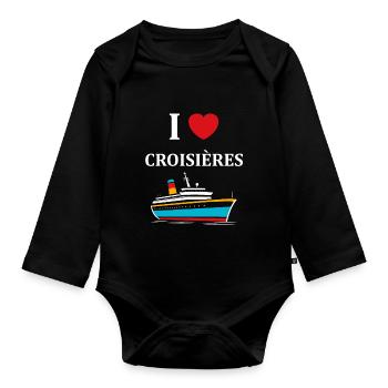 I love Croisières - Body Bébé bio manches longues - noir - Devant