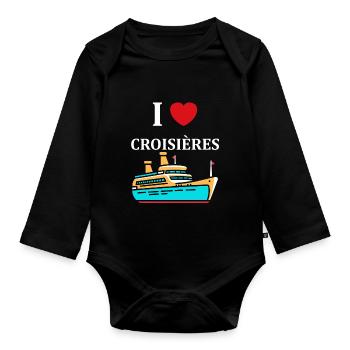 I love Croisières - Body Bébé bio manches longues - noir - Devant