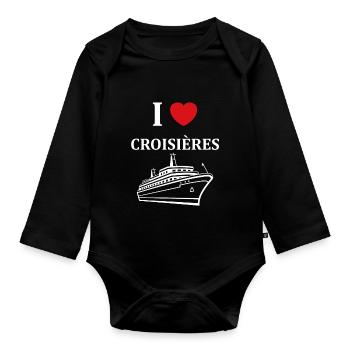 I love Croisières - Body Bébé bio manches longues - noir - Devant