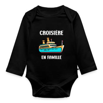 Croisière en famille - Body Bébé bio manches longues - noir - Devant
