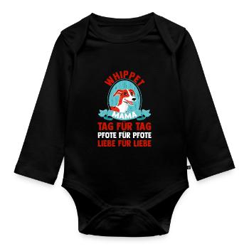 Dog Dog Mom WhippetMom Mom Whippet - Organic Longsleeve Baby Bodysuit - black - Front