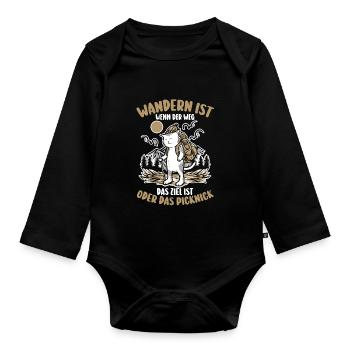 Wanderer Katze Bergwandern Bergklettern Wandern - Baby Bio-Langarm-Body - Schwarz - Vorne
