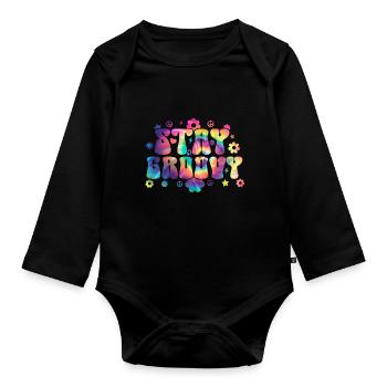 Groovy Tie Dye Retro 70s Hippie Vintage - Organic Longsleeve Baby Bodysuit - black - Front