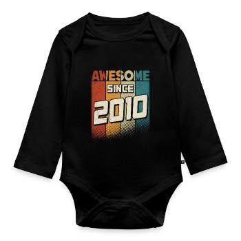 Awesome since 2010 Girl Boy 14th Birthday - Organic Longsleeve Baby Bodysuit - black - Front