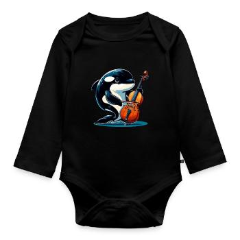 Orque jouant du violoncelle - Body Bébé bio manches longues - noir - Devant