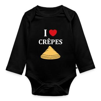 Crêpes Bretagne humour crêpe - Body Bébé bio manches longues - noir - Devant