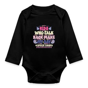 Groovy Speech Language Pathologist SLP - Organic Longsleeve Baby Bodysuit - black - Front