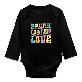 Groovy Speech Language Pathologist SLP - Organic Longsleeve Baby Bodysuit - black - Front