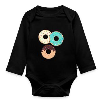 Donut sur le thème Donut pulvérisé drôle mignon - Body Bébé bio manches longues - noir - Devant