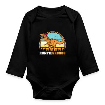 Tanteaurus T Rex Dinosaur Aunt Saurus Family - Organic Longsleeve Baby Bodysuit - black - Front