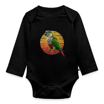Green Cheeked Conure Funny Conure Parrot - Organic Longsleeve Baby Bodysuit - black - Front