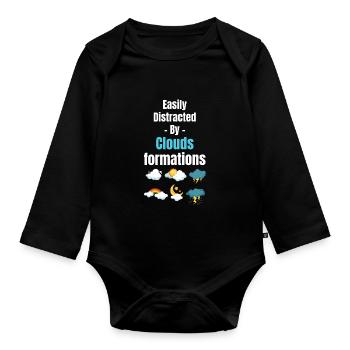 Facilement distrait par des formations nuageuses plus amusantes - Body Bébé bio manches longues - noir - Devant