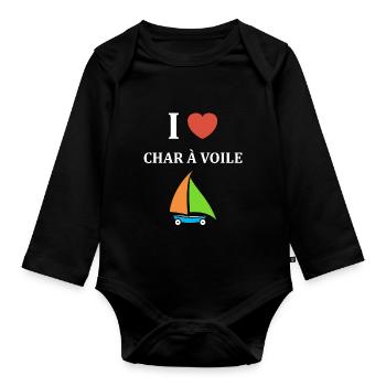 Humour Char à voile - Body Bébé bio manches longues - noir - Devant
