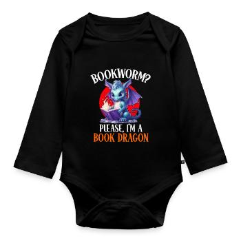 Dragons et livres Dragon Lover Bookish - Body Bébé bio manches longues - noir - Devant