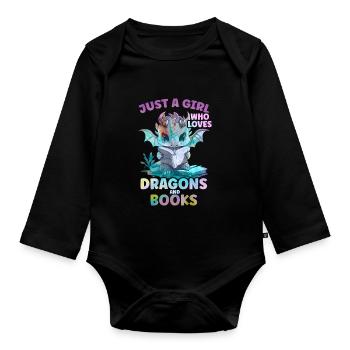 Dragons et livres Dragon Lover Bookish - Body Bébé bio manches longues - noir - Devant