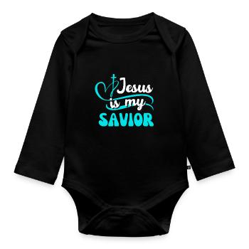 Jesus Is My Savior - Bible Christian Faith - Organic Longsleeve Baby Bodysuit - black - Front