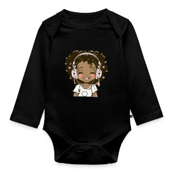 K-Pop Anime African American Kpop Music - Organic Longsleeve Baby Bodysuit - black - Front