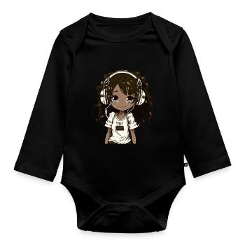 K-Pop Anime African American Kpop Music - Organic Longsleeve Baby Bodysuit - black - Front