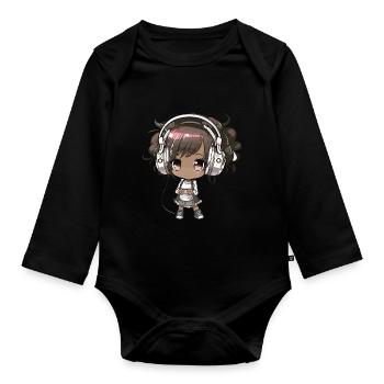 K-Pop Anime African American Kpop Music - Organic Longsleeve Baby Bodysuit - black - Front