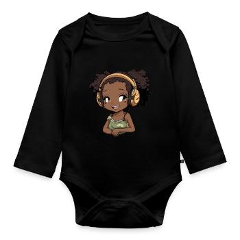 K-Pop Anime African American Kpop Music - Organic Longsleeve Baby Bodysuit - black - Front