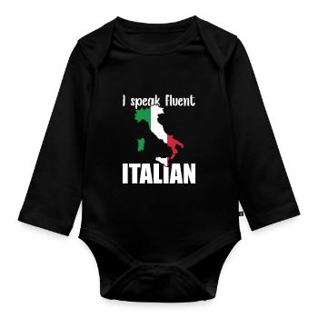 Apprendre l’italien Je parle couramment l’italien - Body Bébé bio manches longues - noir - Devant