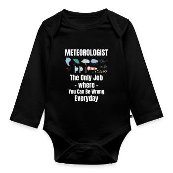 Météorologue : le seul métier qui vous oblige à - Body Bébé bio manches longues - noir - Devant