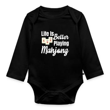 Life Is Better When Playing - Organic Longsleeve Baby Bodysuit - black - Front