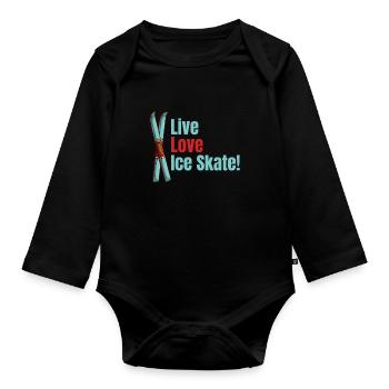 Lebe Die Liebe Zum Schlittschuhlaufen! - Baby Bio-Langarm-Body - Schwarz - Vorne