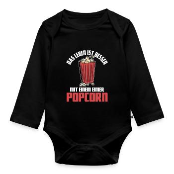Live Better Seau Popcorn Carnaval Costume - Body Bébé bio manches longues - noir - Devant