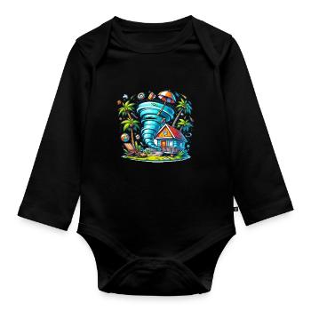 Meteorology children's tornado storm, The storm fan - Organic Longsleeve Baby Bodysuit - black - Front