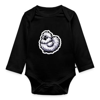 Silkie Chicken Fluffy Chicken Silkies - Baby Bio-Langarm-Body - Schwarz - Vorne