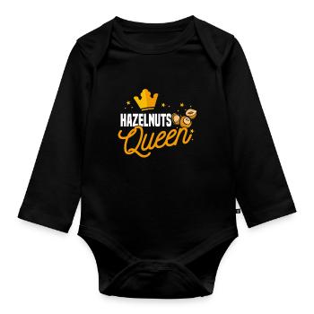 Haselnuss Königin - Baby Bio-Langarm-Body - Schwarz - Vorne